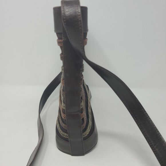 Vintage Stuart Weitzman Brown Tan Classy Designer Leather Purse 21" Drop Strap - Picture 3 of 12